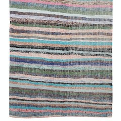 4.6×25 ft Colorful Vintage Turkish Long Runner Rug, Flat-Weave Hallway Kilim