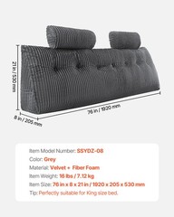 Headboard Pillow King Wedge Headboard Pillow with 2 Pockets & Headrests