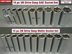 CRAFTSMAN 20 pc 3/8 Drive Deep SAE or Metric Socket Set – You Choose 9 10