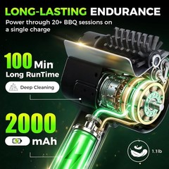 BBQ Grill Electric Brush High-Speed Cordless USB Rechargeable Grill Brush