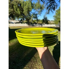Set of 6 Syracuse China Cantina Lime Green 10.25″ Dinner Plates Wavy Pattern