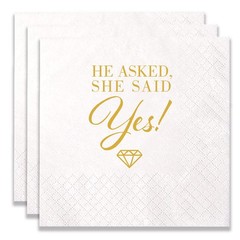 “100 Engagement Party Napkins ‘He Asked…She Said Yes’ for Bridal Showers”