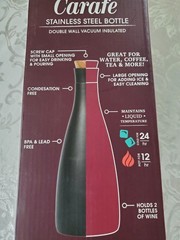 New Manna Carafe Stainless Steel Bottle Double wall insulated, 50 oz. 1.5 L