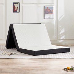 Tri-Fold Memory Foam Mattress Portable Foldable Mattress Topper w/Washable Cover