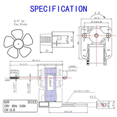 Bathroom Vent Fan Motor 120V 60Hz 0.60A 30W Compatible with 686,687,8870,M686 YJ