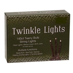 NEW PRIMITIVE Teeny Lights 140 Ct TWINKLE Bulbs Brown Elec Cord Strand INDOOR