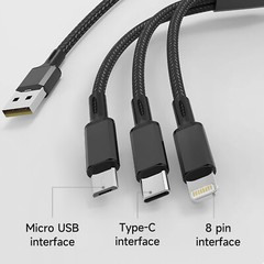 3in1 Multi USB Charger Charging Cable Micro USB Type-C for iPhone Samsung