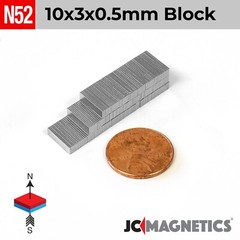 10mm x 3mm x 0.5mm N52 Small Strong Rare Earth Neodymium Thin Magnet Blocks