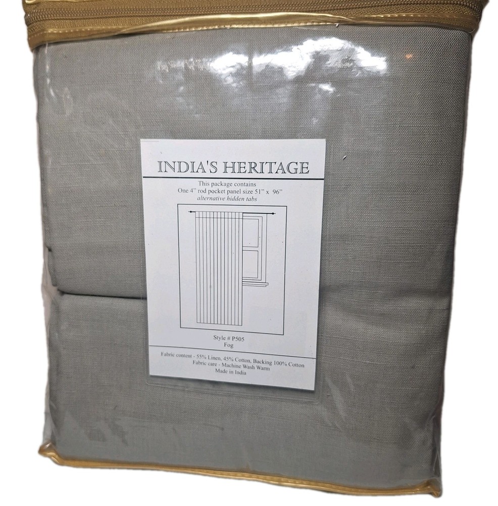 India’s Heritage Fog(Grayish) Lined Curtain 55% Linen, 45% Cotton Panel 51″ x96″