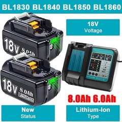 2PACK BL1860B For Makita 18Volt 8.0Ah LXT Li-Ion Battery BL1840 BL1850 / Charger