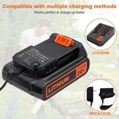 2Pack 20V Lithium-ion 1.5Ah Battery/Charger for BLACK DECKER 20 Volt LBXR20 LB20