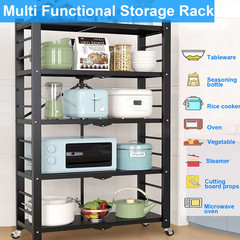 5-Tier Foldable Shelving Unit on Wheels 397LBS Heavy Duty Metal Storage Rack