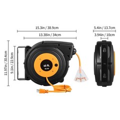 45ft 12AW 15-1875W Cord Reel 180° Swivel