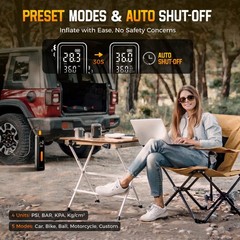 Tire Inflator Portable Air Compressor 150PSI Air Pump w/Pressure Gauge LED Light