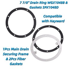 For Hayward 1Pcs 7 7/8″ Drain Ring WGX1048B & 2Pcs Fiber Gaskets SPX1048D New