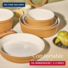 Carote 20pcs Ceramic Cookware Set with Detachable Handles, Pots and Pans Set Non