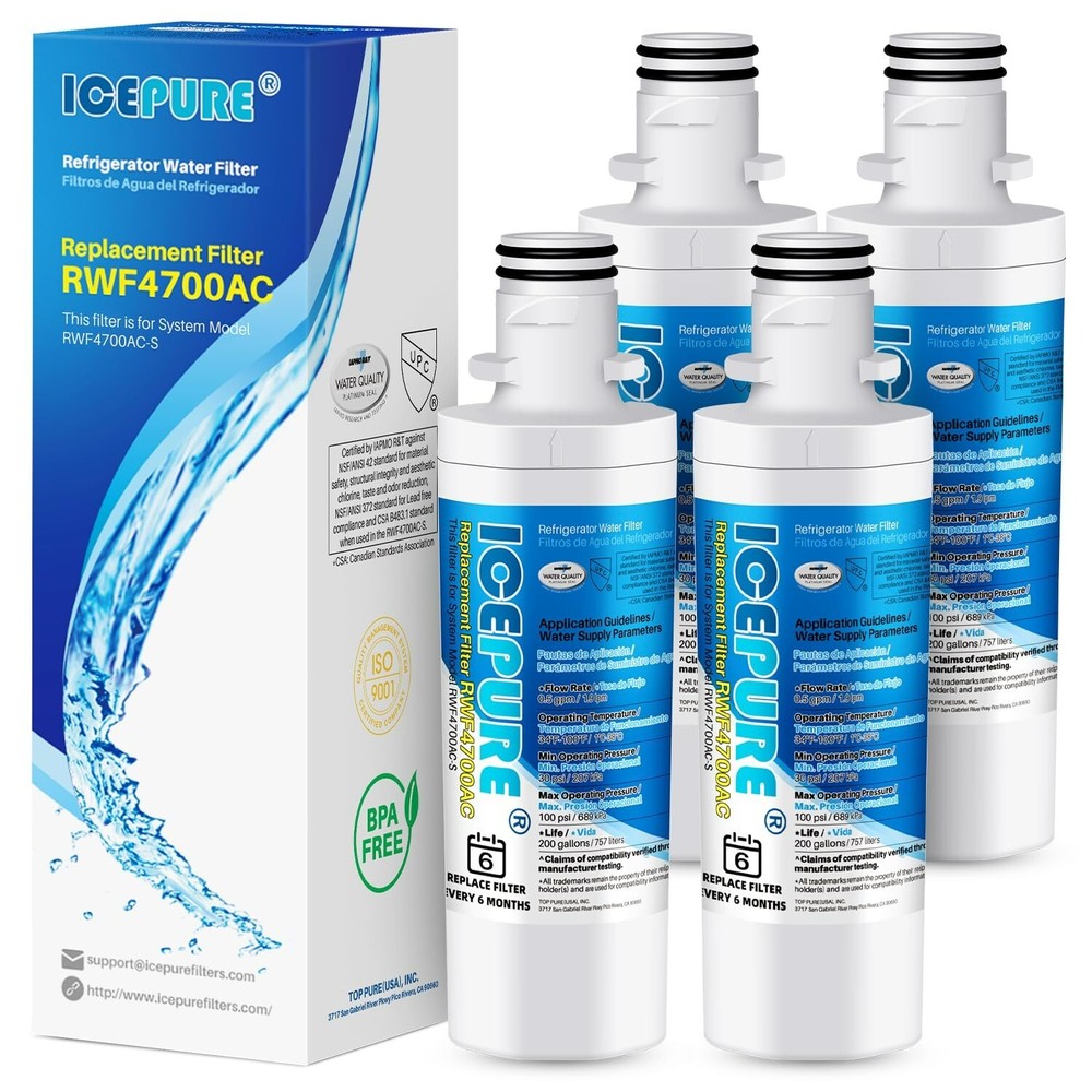 4 PACK Fit For LG LT1000P ADQ747935 MDJ64844601 Water Filter Cartridge Icepure