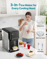 VEVOR Water Dispenser with Ice Maker 3-in-1 Countertop Water Cooler for Home