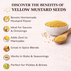 Yellow Mustard Seeds Whole – 100% Pure Natural Indian Spice – 2 LBS