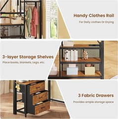 Stairway Twin Size Loft Bed with L Shaped Desk & Wardrobe, Metal Loft Bed Frame