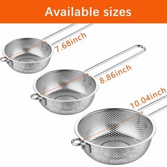 Stainless Steel Basin Colander Handle Strainer Resting Feet 7.68 In PC