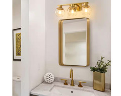 7.68 in. 3-Light Gold Bathroom Vanity Light w/ Clear Glass Shades Bulbs not incl