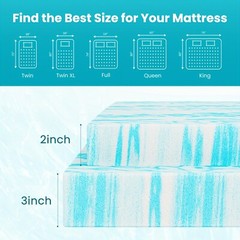 Premium Gel Memory Foam Mattress Topper US Certified Comfort Bed Pad for Cooling