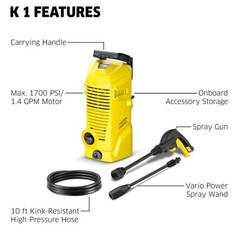 Kärcher K 1 Electric Pressure Washer, 2000 PSI, 1.45 GPM – NEW