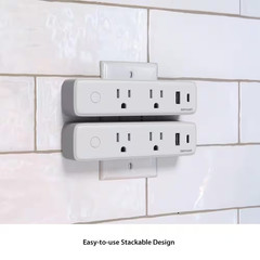 15 Amp Smart Wi-Fi Bluetooth Indoor USB Plug Timer with 2-Outlets, USB Type-A an