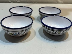 Le Souk Tunisia Handpainted Blue & White Ceramic Bowls – Set of 4 – Imperfect