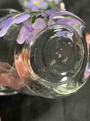 Set Of 3 Hand Painted Glasses African Violets Hand Wash Only 3 Inches Tall