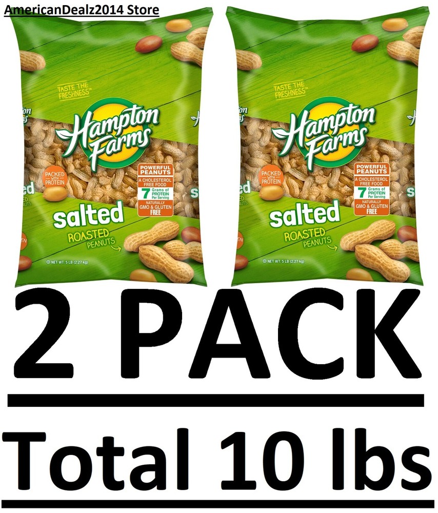 2 PACK – Hampton Farms Salted In-Shell Peanuts – 5 lbs (Total 10 lbs)
