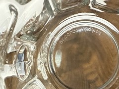 ARCOROC FRANCE Vtg Clear Glass Thumbprint Beer Barrel Heavy Mug Stein Dimple (2)
