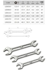 Asahi LSXS6 LIGHTOOL 6-pc Double open end wrench set 5.5x7mm-22x24mm USA seller