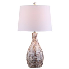 26.5″ Verna Seashell Table Lamp with Linen Shade for Living Room (Includes