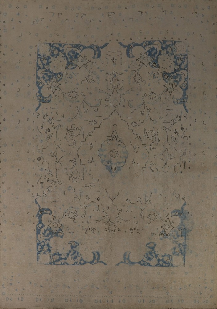 Muted Traditional Area Rug 10×13 Handmade Wool Distressed Floral for Any Room