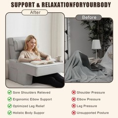 Reading Pillow Set for Adults – Ergonomic Back/Neck Support with Arms & Pockets