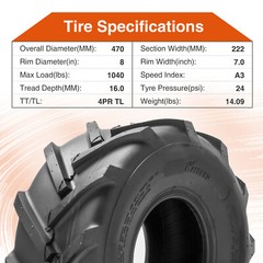 Set Of 2 18×9.50-8 Lawn Mower Tires 4Ply 18×9.50×8 Super Lug Garden Tractor Tyre