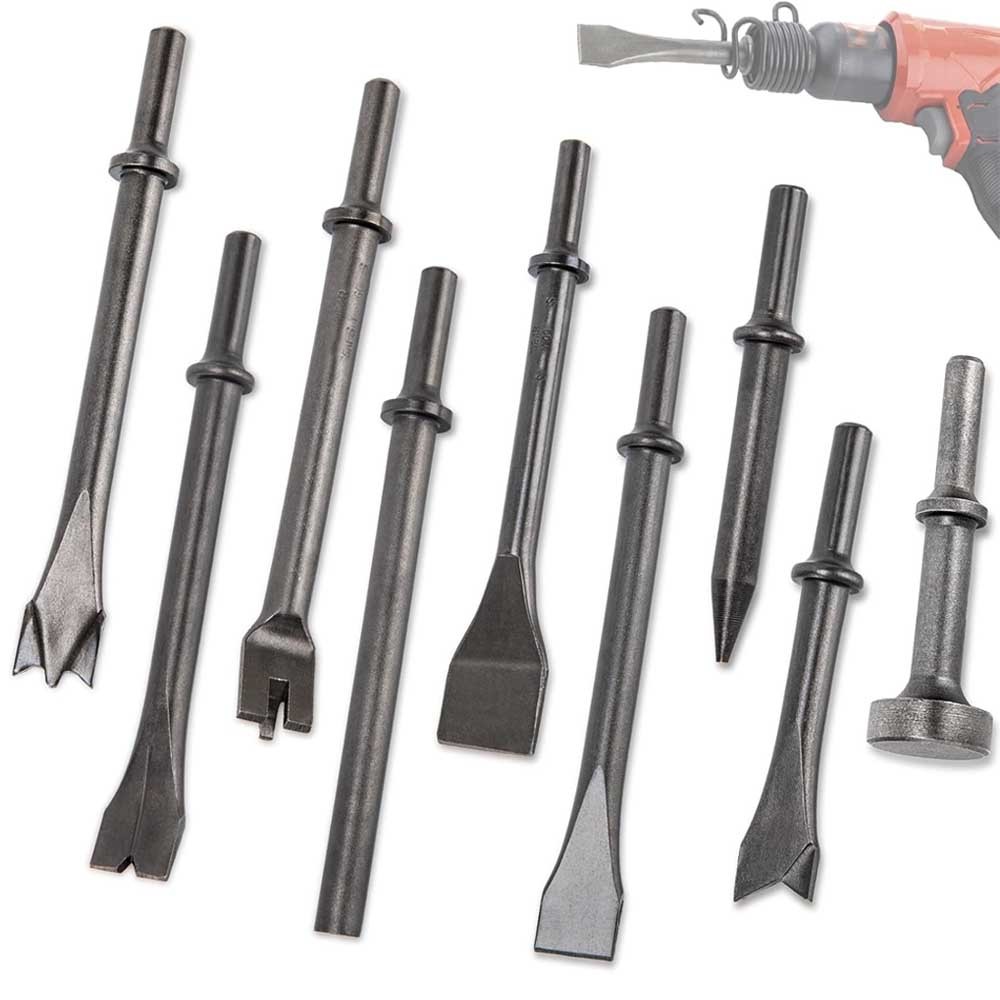 A Set Air Hammer Chisels Set, Carbon Steel Air Chisel Bits, Pneumatic Air Hammer