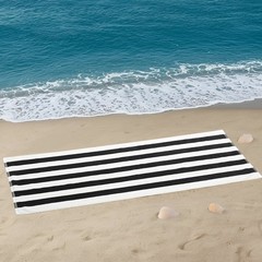 Cabana Stripe Beach Towels, 4 Pack, 58 in x 28 in, Black