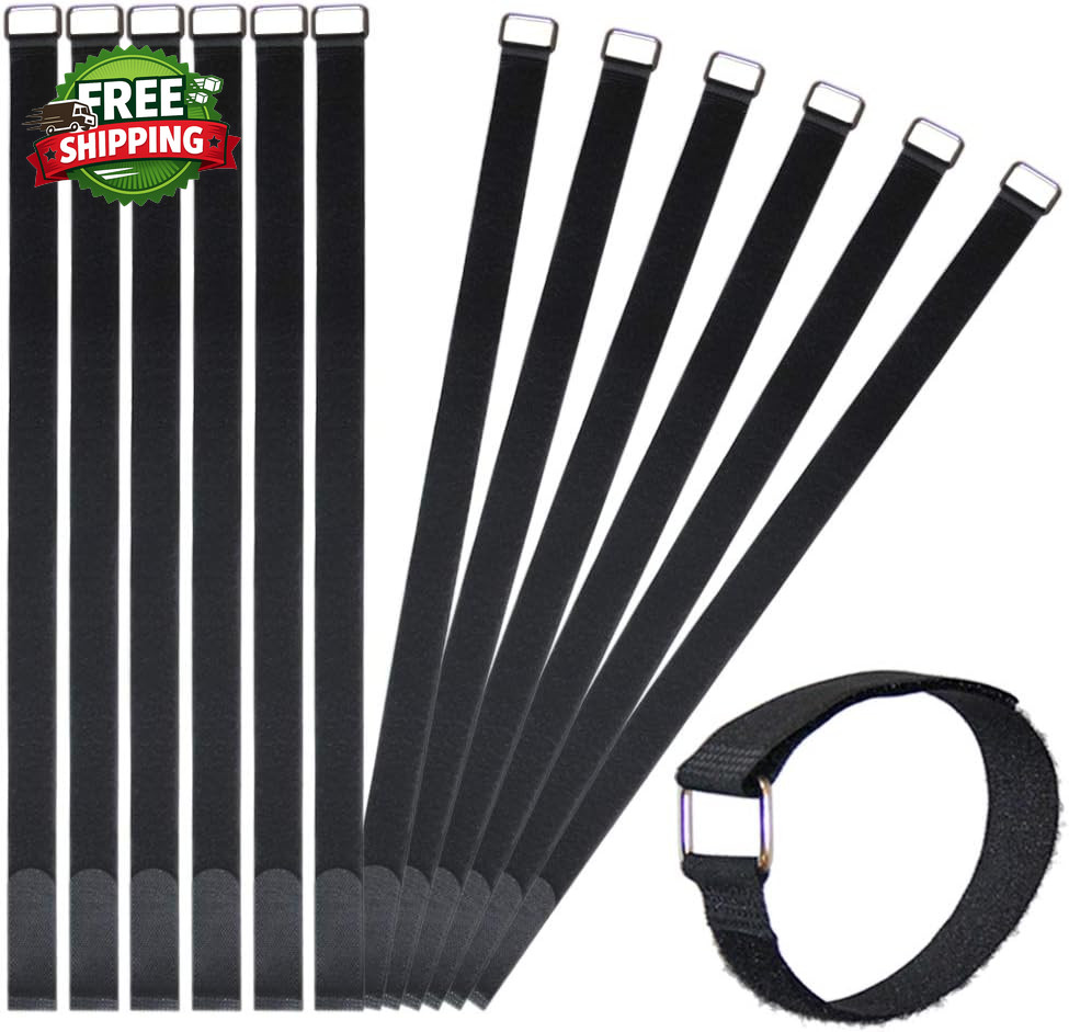 24 Inch Hook and Loop Cable Strap Reusable Fastening Strap 12 PACK