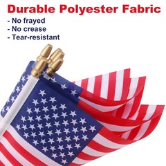 50 Pcs Small American Flags with Wooden Sticks 4×6″ Handheld United States Flag