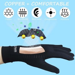 2 Pairs Compression Full Finger Arthritis Gloves, Copper Glove with Touch Screen