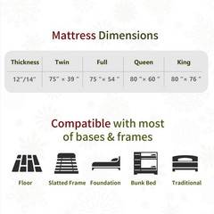 12″14″ Twin Full Queen King Mattress In A Box Hybrid Spring Gel Memory Foam Gray