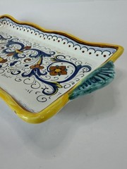 Vtg Grazia Deruta Italy Majolica Hand Handled Rectangular Serving Platter Tray