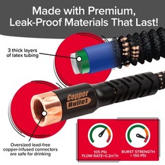 Pocket Hose Copper Bullet 50 FT With Thumb Spray Nozzle AS-SEEN-ON-TV, 650psi