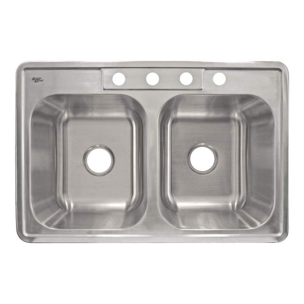 Top Mount Stainless Steel Double Basin Kitchen Sink 33″ x 22″ x 8″ Deep