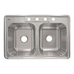 Top Mount Stainless Steel Double Basin Kitchen Sink 33″ x 22″ x 8″ Deep
