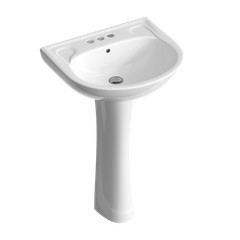 HOROW 22×19 Inch U-Shape Pedestal Sink,White Ceramic Bathroom Sink with Overflow