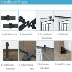 6.6FT Sliding Barn Door Hardware Kit Modern Closet Hang Style Track Rail Black